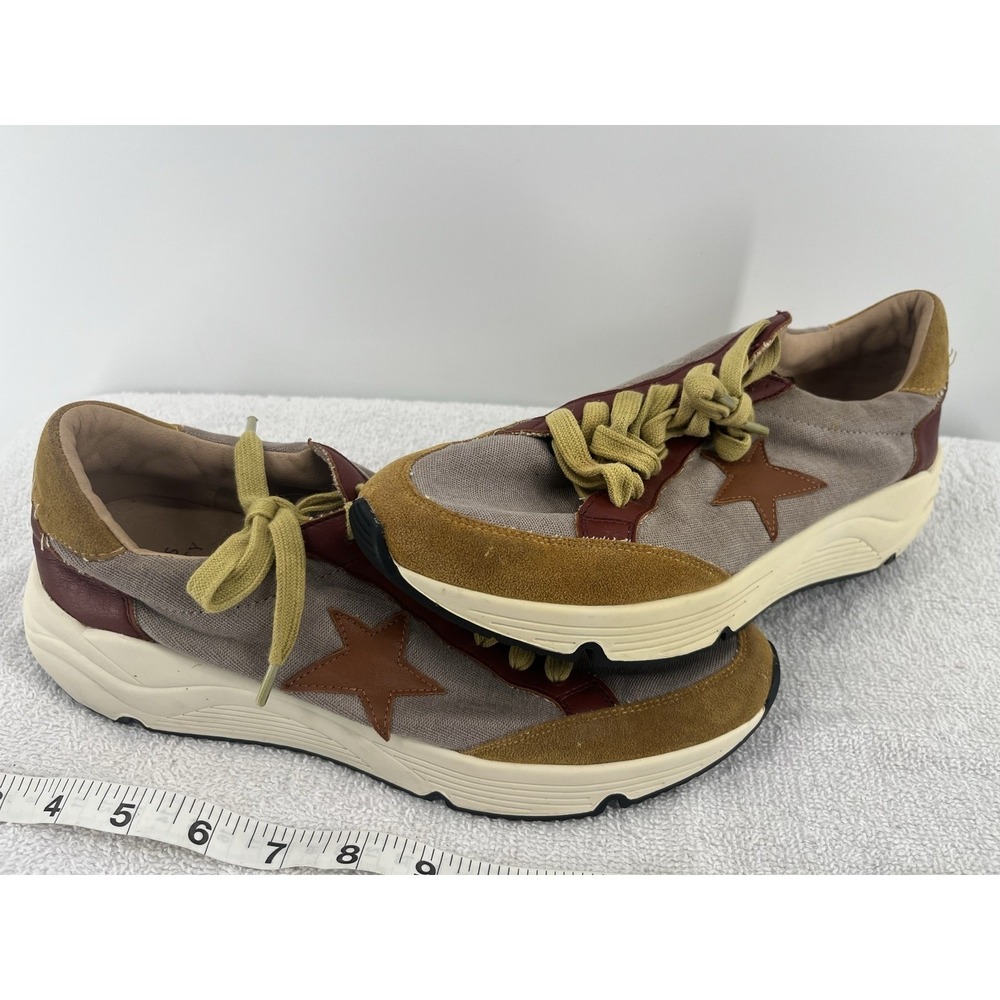 Oasis Society Sneakers Grey Tan Suede Canvas Star Sz 8.5